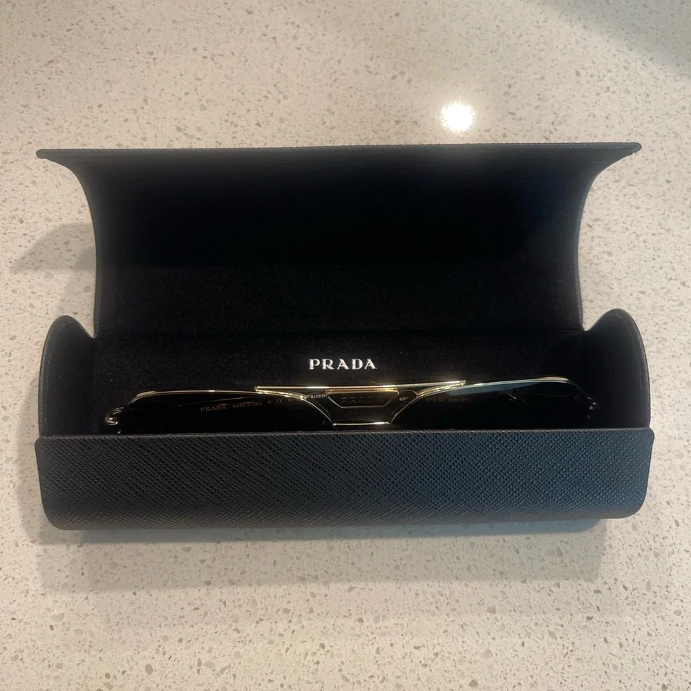 Prada Gold Metal Sunglasses with Brown Lenses